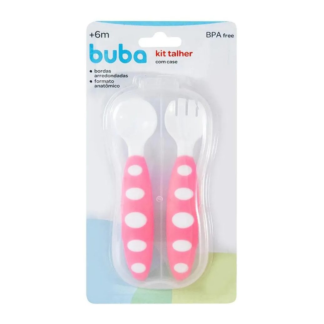 Kit Talheres Com Estojo Rosa Buba