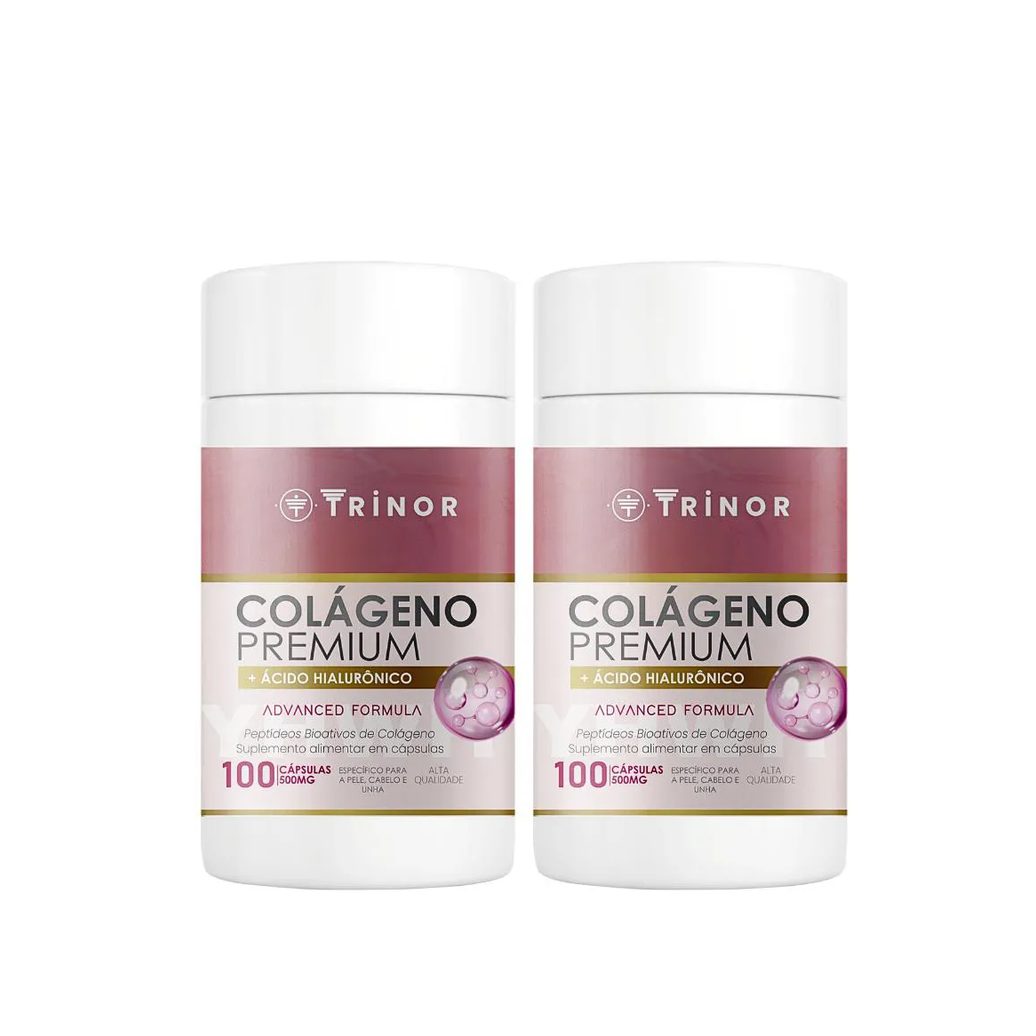 Colágeno + Ácido Hialurônico Premium Fórmula Avançada 100 cápsulas - Trinor 2 Frascos