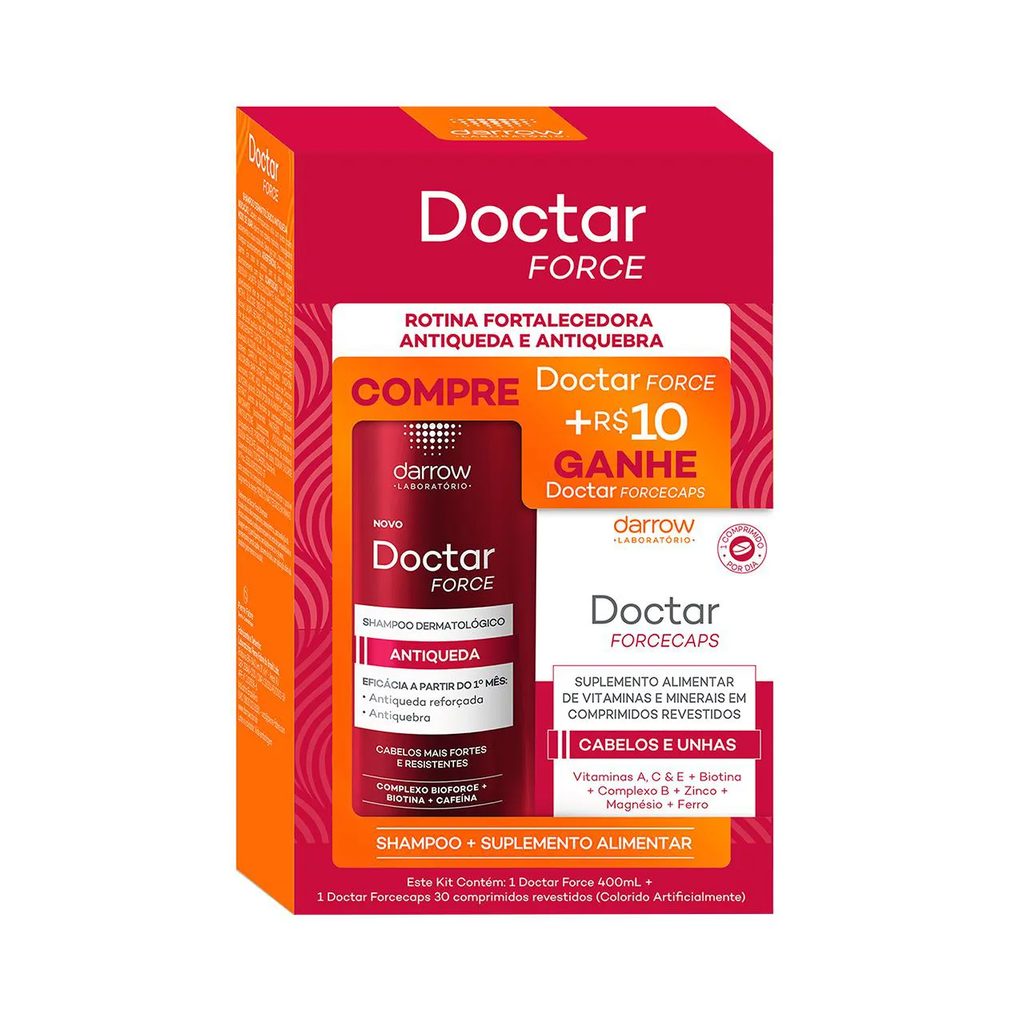 Kit Doctar Force Shampoo 400ml + Polivitamínico ForceCaps 30 cápsulas