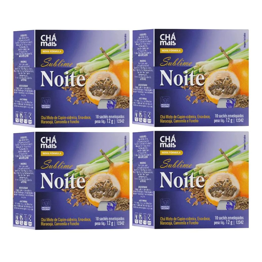 Kit 4X Chá Misto Sublime Noite 10 Sachês - Chá Mais