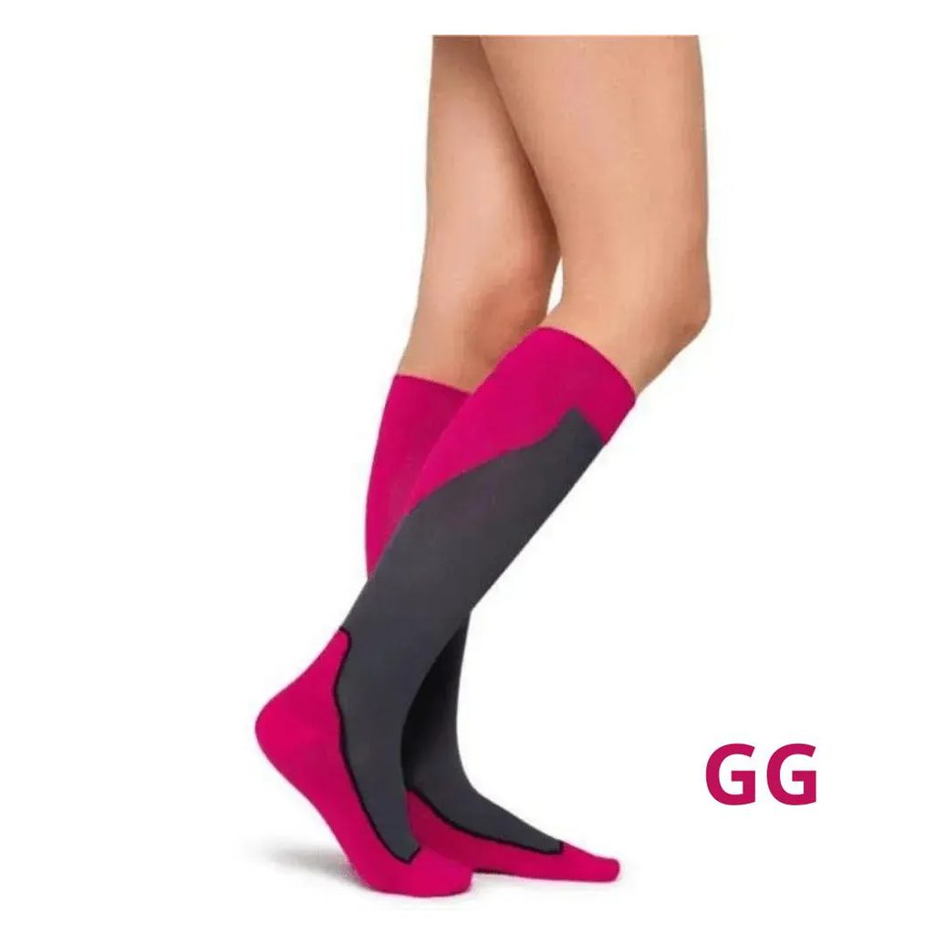 Meia de Compressão 3/4 Jobst Sport 15-20Mmhg - Rosa/Cinza GG