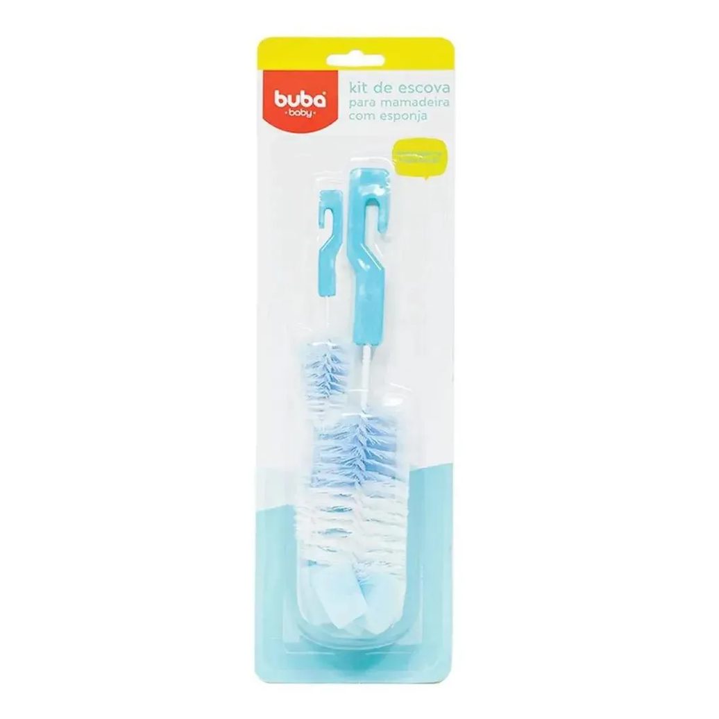 Kit Escova para Mamadeiras com Espuma Azul Buba