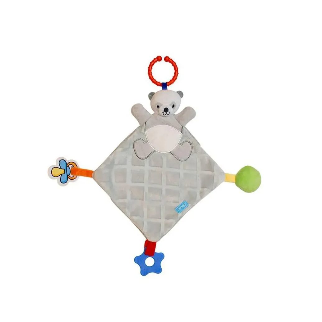 Naninha com Mordedor e Prendedor Panda Cinza Clingo