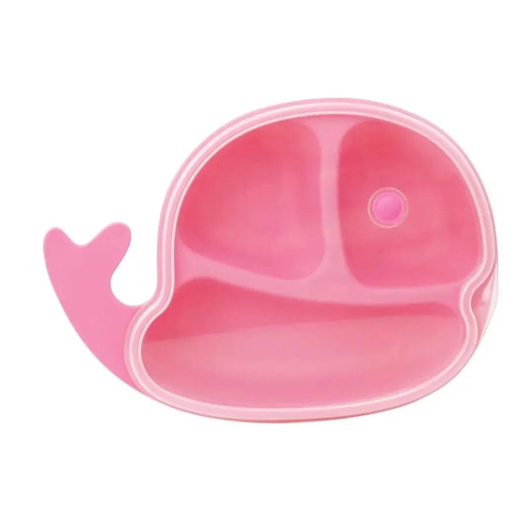 Prato Baleia com Tampa Rosa Clingo