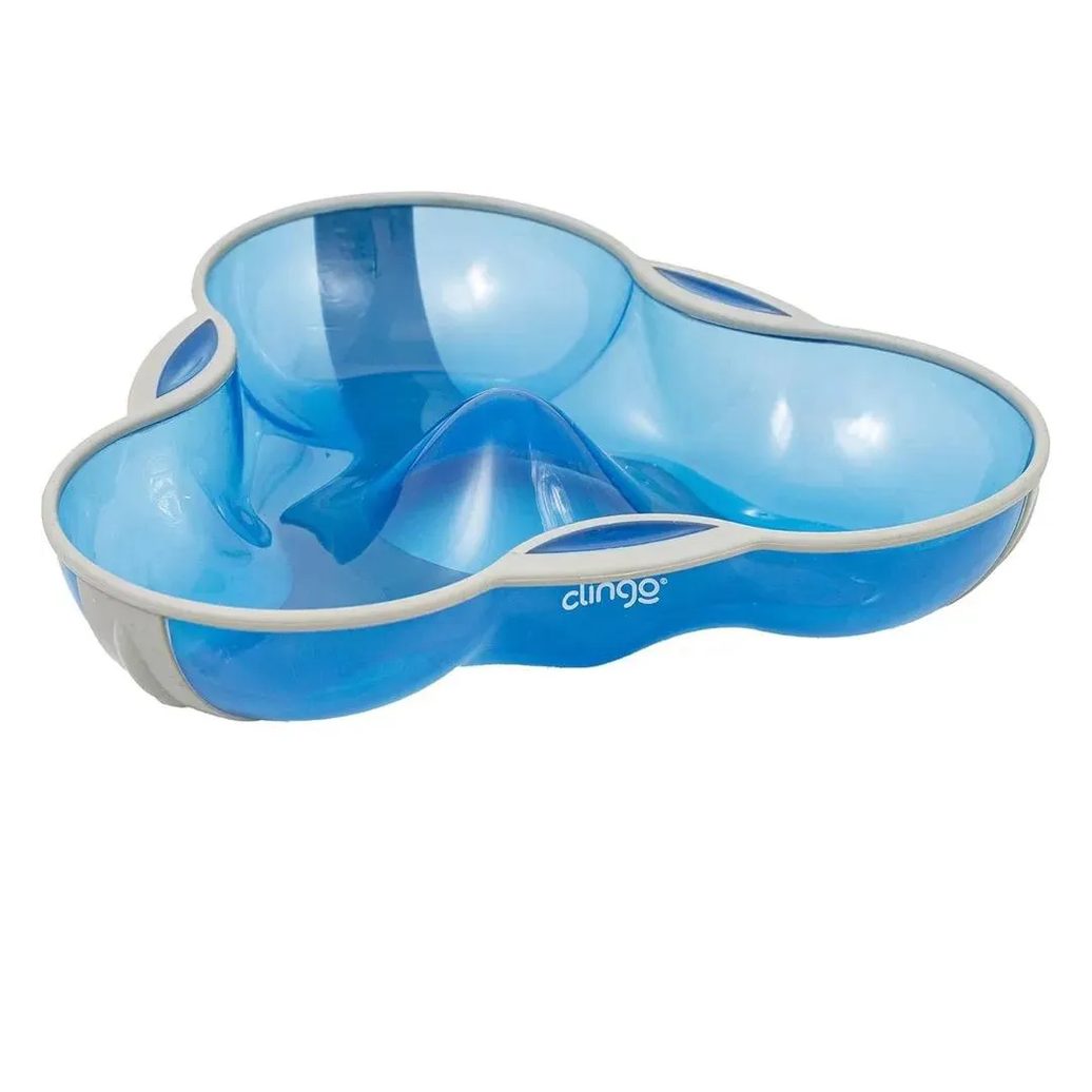 Prato com Divisórias Antiderrapante Azul Clingo
