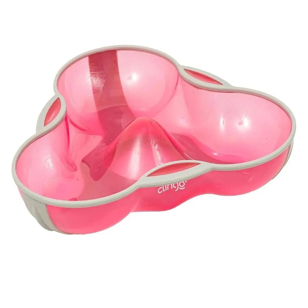 Prato com Divisórias Antiderrapante Rosa Clingo