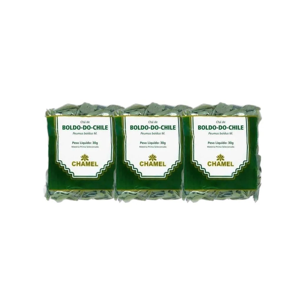 Kit 3X Chá Pacote Boldo do Chile Folhas 30G - Chamel