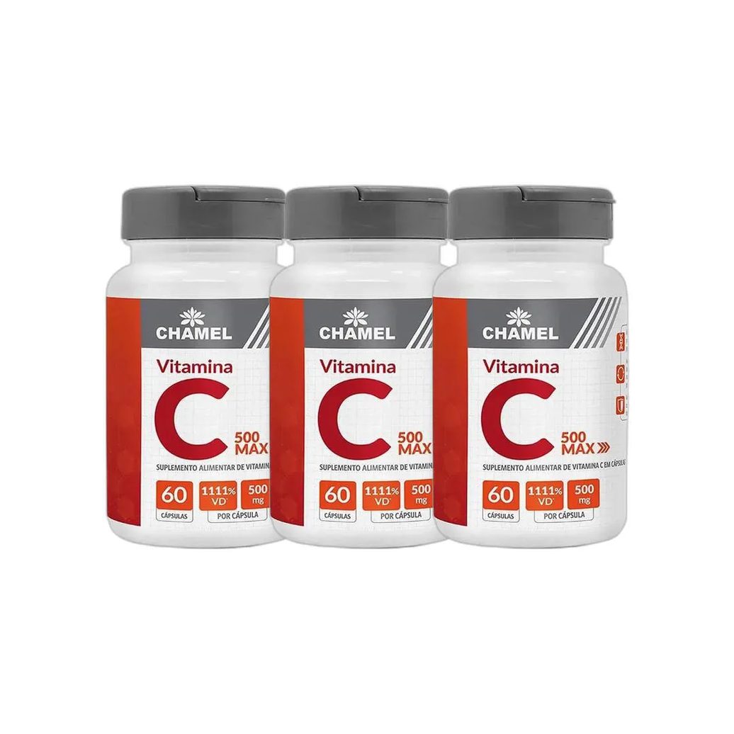 Kit 3X Max Vitamina C 500Mg 60 Cps - Chamel