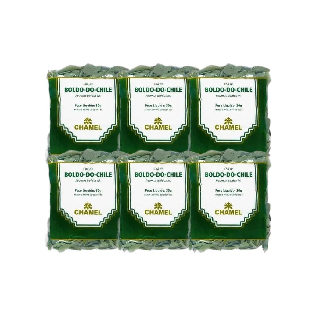 Kit 6X Chá Pacote Boldo do Chile Folhas 30G - Chamel