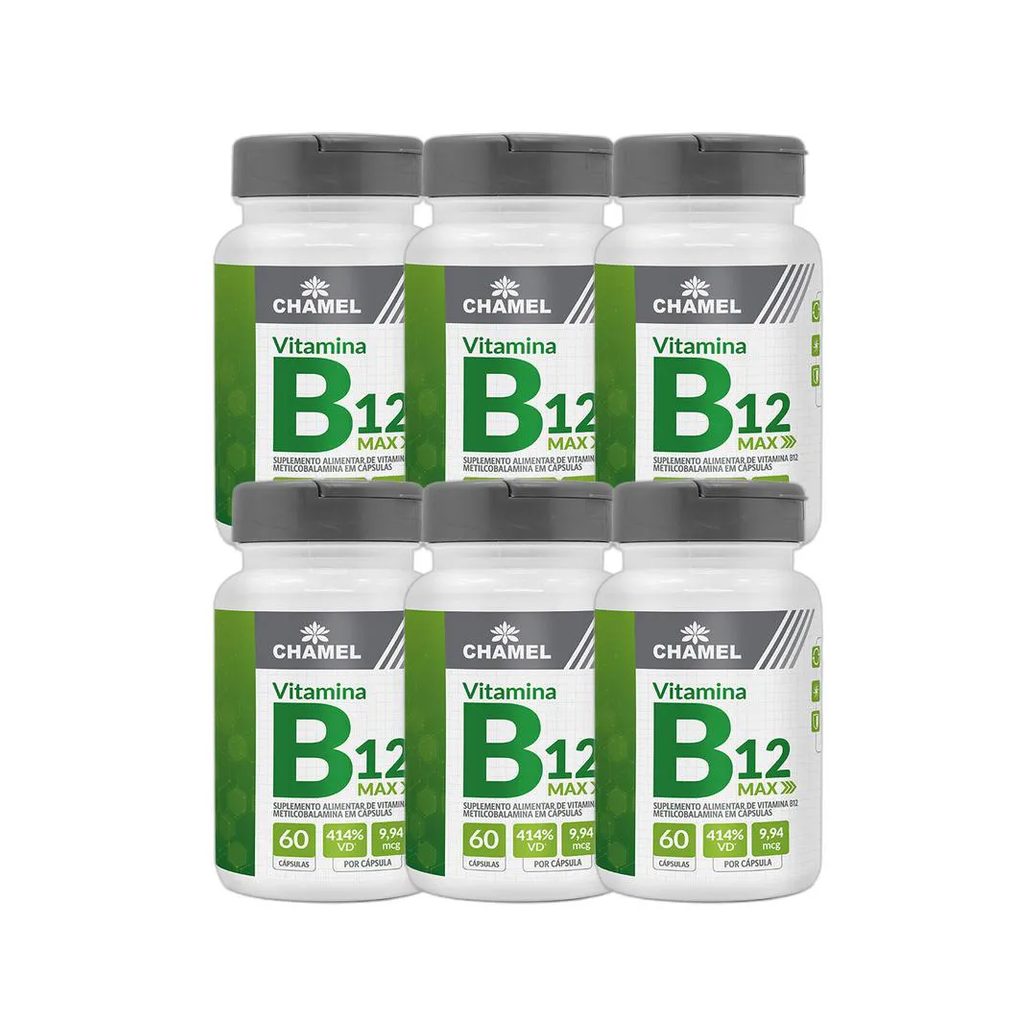 Kit 6X Max Vitamina B12 Metilcobalamina 60 Cps - Chamel