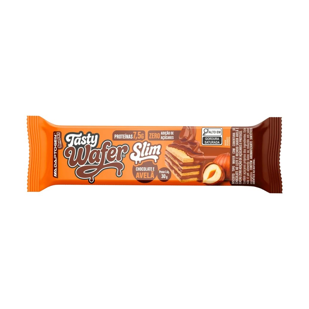 Barra de Proteína Adaptogen Tasty Wafer Slim Chocolate e Avelã 30g