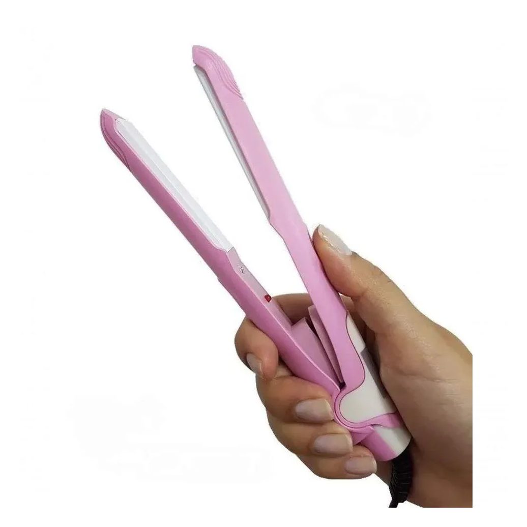 Mini Chapinha Portátil Bivolt Alisa e Ondula 17,5Cm Rosa