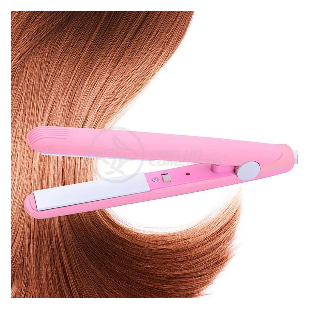 Mini Chapinha Prancha 17Cm Bivolt 110|220V Profissional Rosa