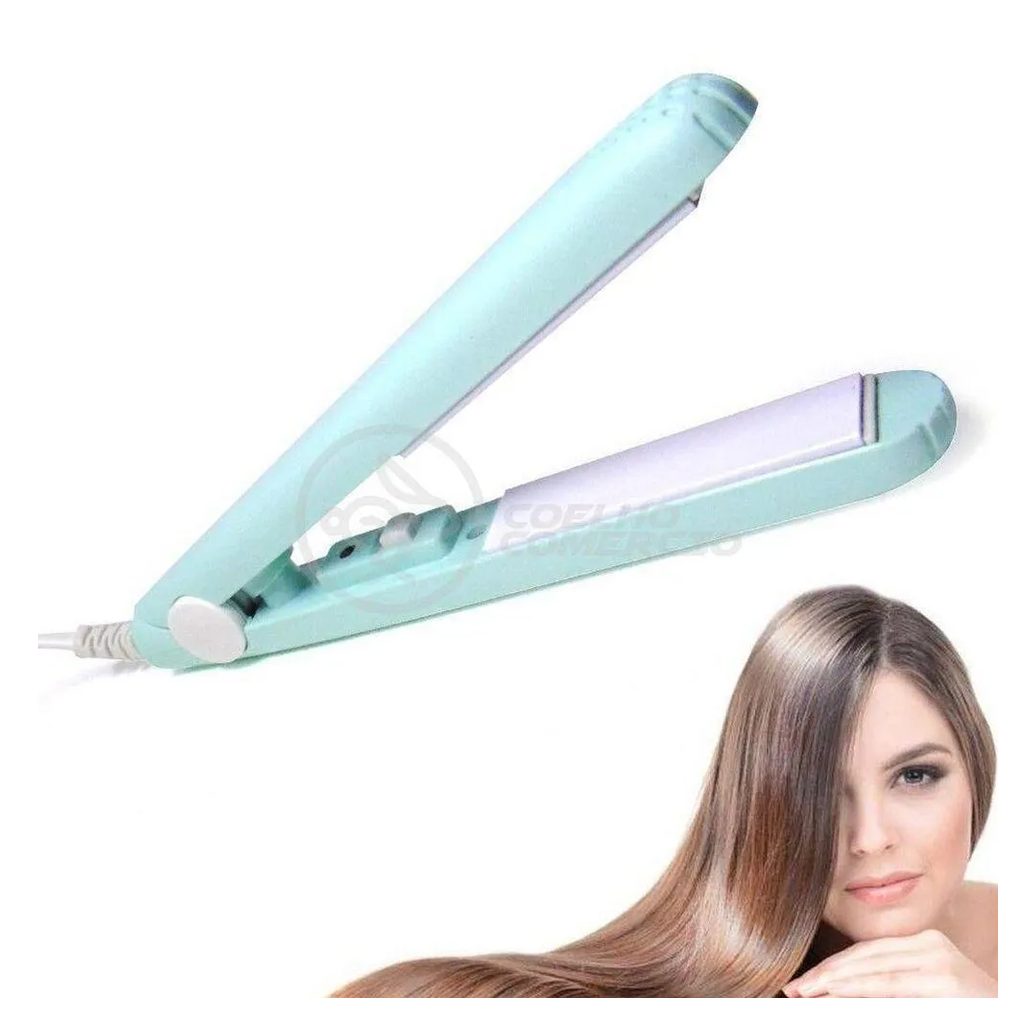 Mini Chapinha Prancha Portátil 17Cm Bivolt Profissional Azul