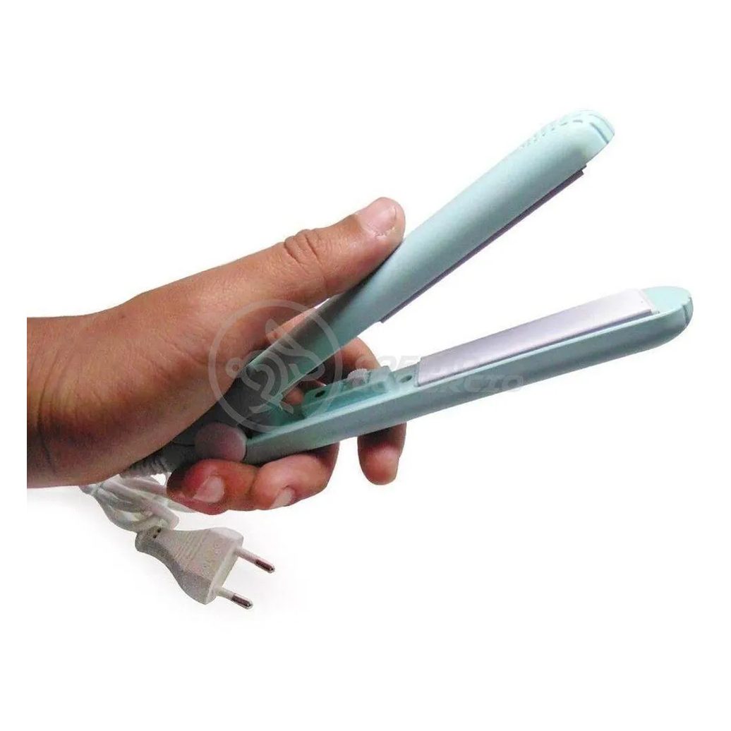 Mini Chapinha Prancha Portátil 17Cm Bivolt Profissional Azul