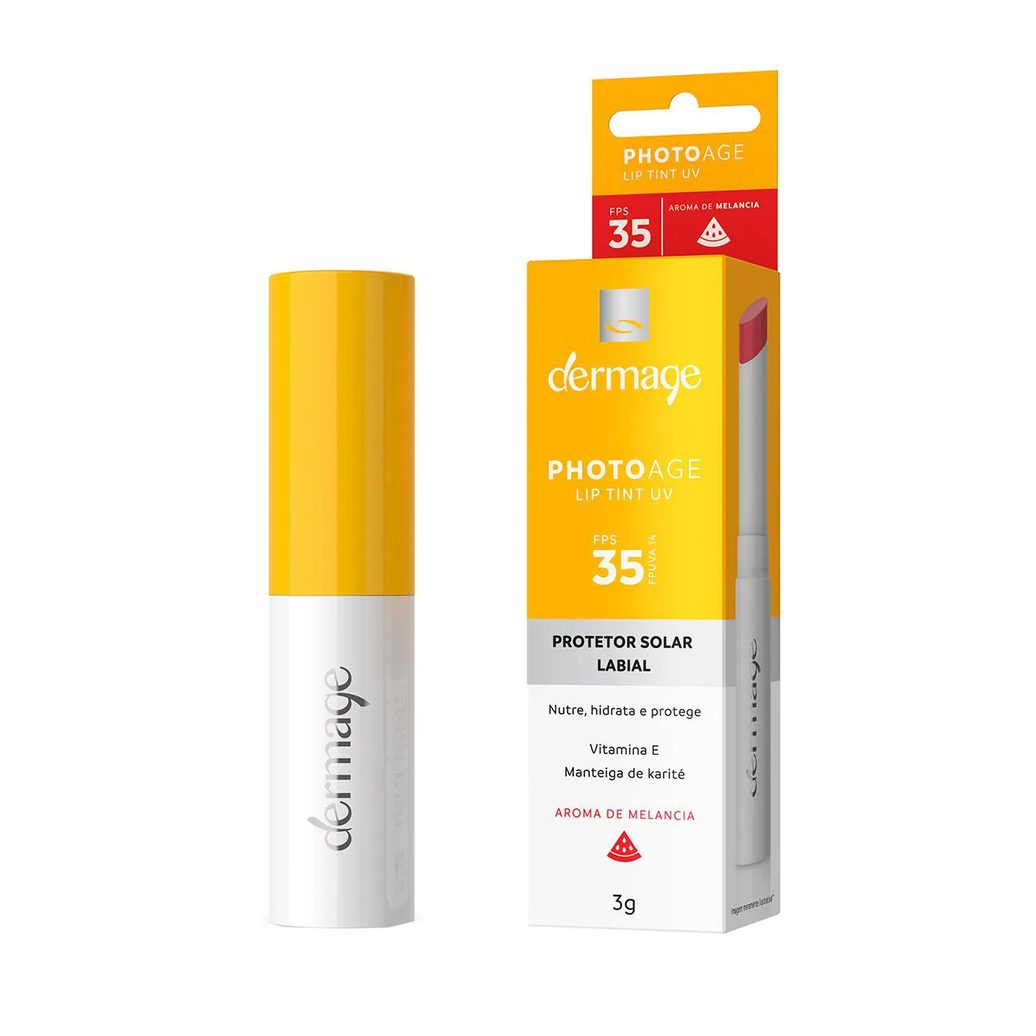 Protetor Solar Labial Dermage Photoage Lip Tint UV FPS 35 Aroma Melancia 3g