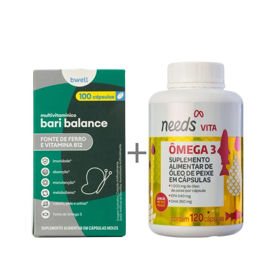 Kit Ômega 3 Needs Vita 120 cápsulas + Bwell Bari Balance 100 cápsulas