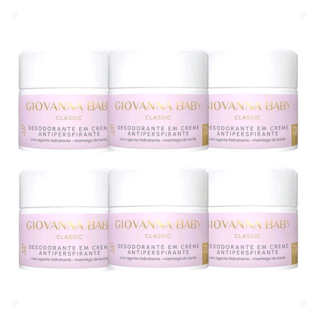 Kit Giovanna Baby Classic: 6 Desodorantes em Creme Antiperspirante 55g