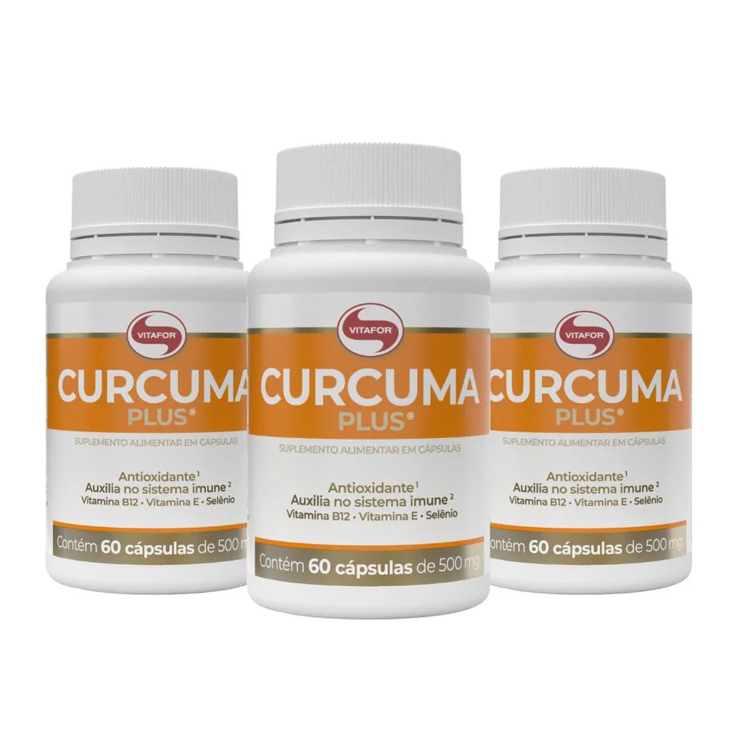 Kit 3X Cúrcuma Plus 60 Caps. Vitafor