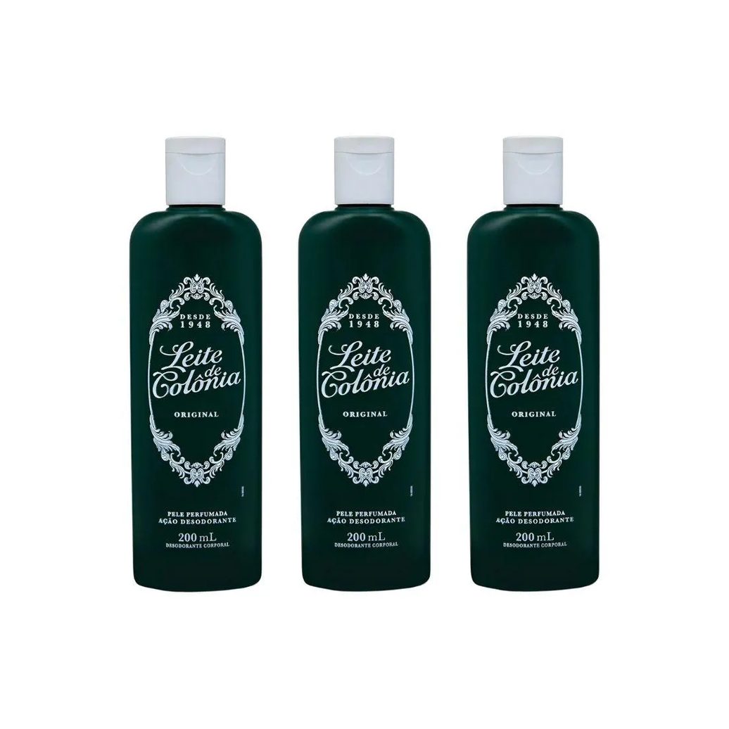 Leite de Colonia 200Ml Tradicional - Kit C/ 3Un