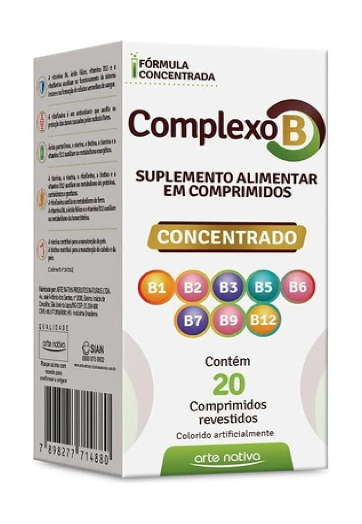 Suplemento Complexo B Concentrado 20cpr Arte Nativa Sabor sem Sabor 20 Cpr