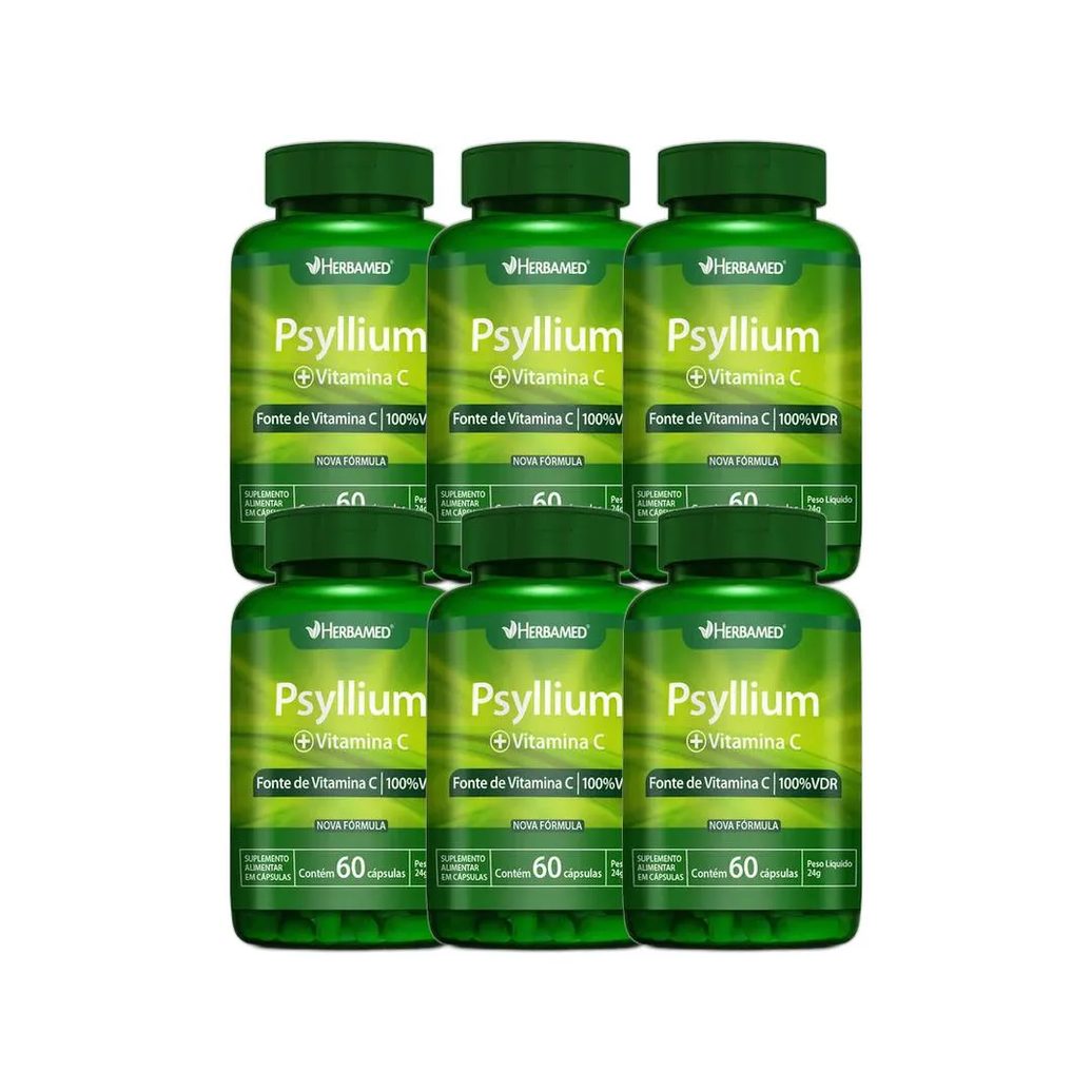 Kit 6X Vitamina C Psyllium 60 Cps - Herbamed
