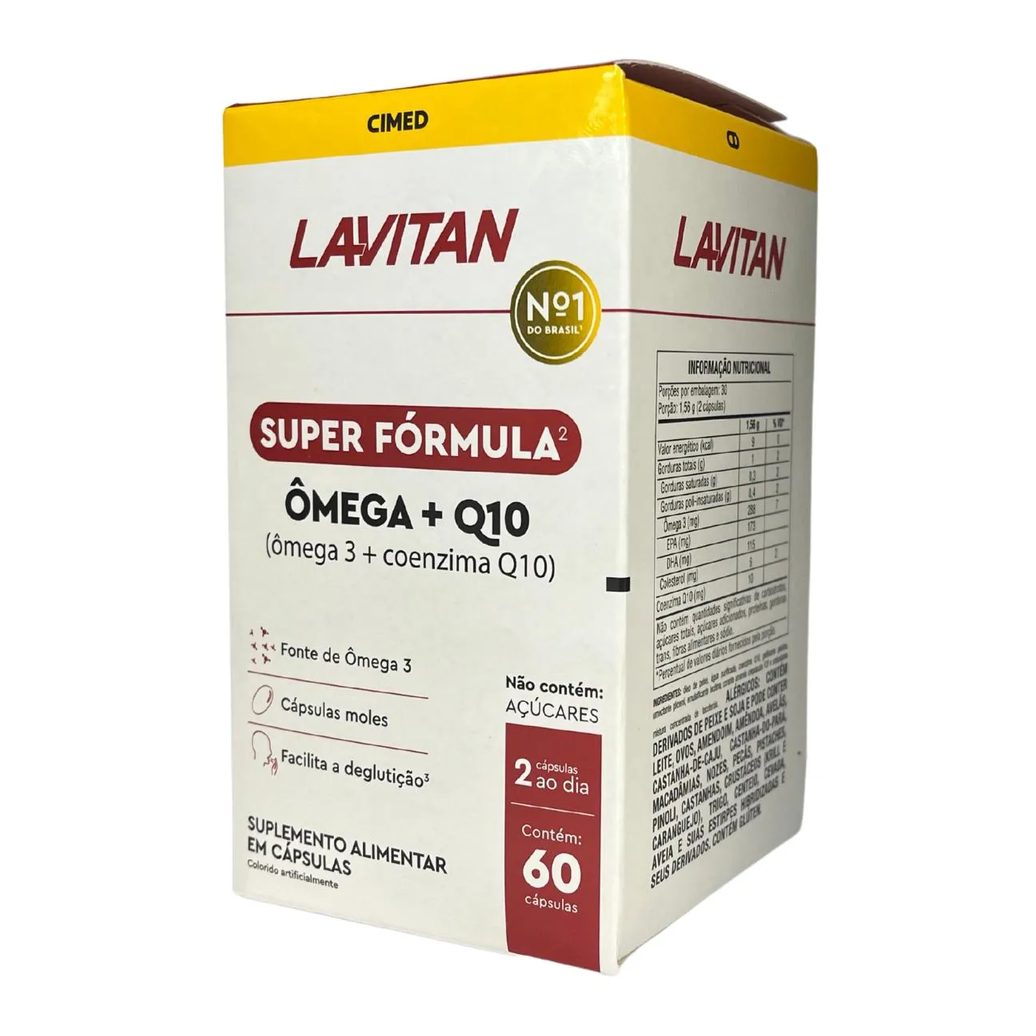 Suplemento Alimentar Ômega 3 + Q10 Super Fórmula Lavitan Cimed 60 Cápsulas