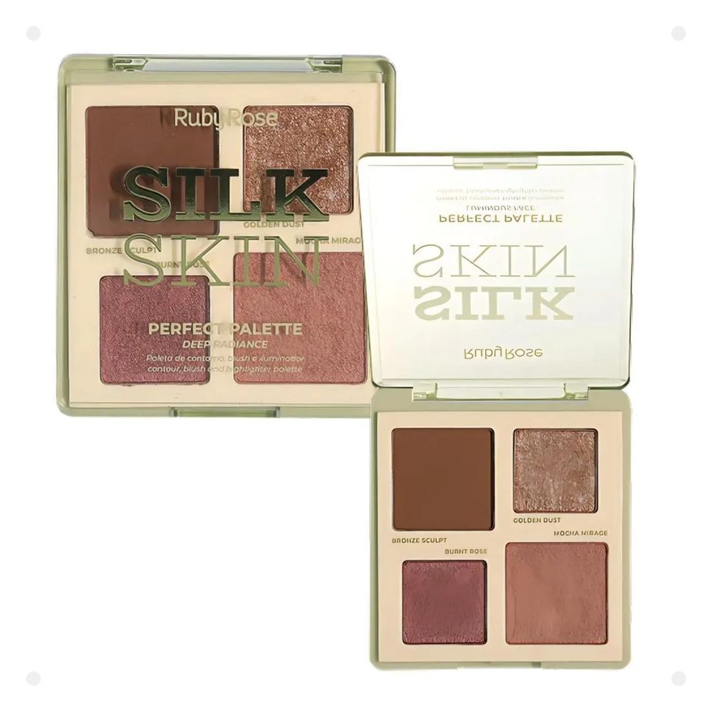 Paleta de Contorno, Blush e Iluminador Ruby Rose Silk Skin Perfect Palette Deep Radiance