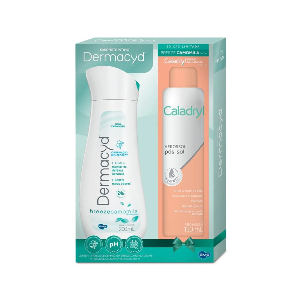 Kit Sabonete Líquido Íntimo Dermacyd Breeze Camomila 200ml + Aerossol Pós-Sol Caladryl 150ml