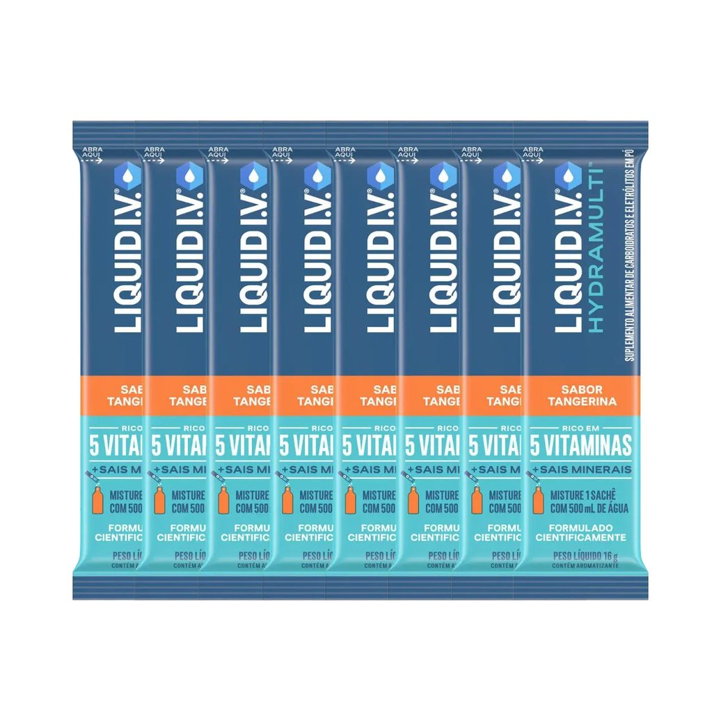 Kit Suplemento Alimentar Pó Liquid I.V. Hydramulti Tangerina Sachê 16g 8 Unidades