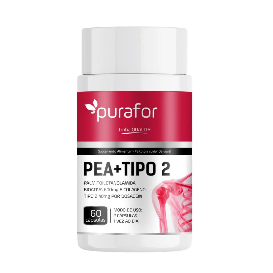 Pea 600 Palmitoiletanolamida Bioativa com Colágeno Tipo 2 I 60 Caps Purafor