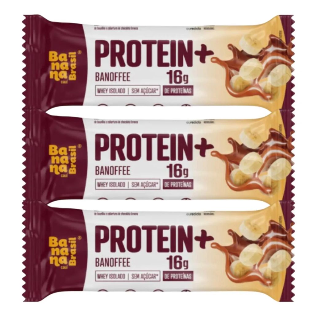 Kit 3 Barra Protein + Sabor Banoffee 50G Banana Brasil