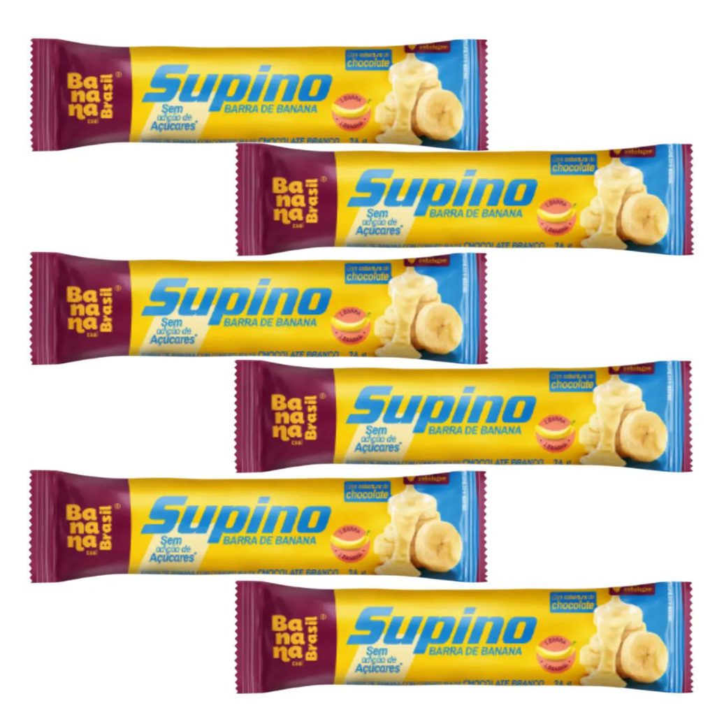 Kit 6 Barra de Banana Cobertura de Choc. Branco 24G Banana Brasil