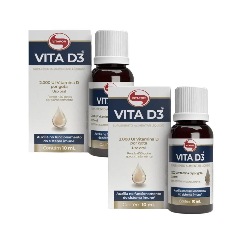 Kit 2 Vita D3 2.000 Ui Por Gota - 10Ml - Vitafor