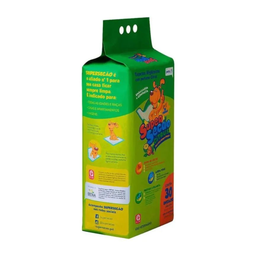 Tapete Higiênico Super Secão Citrus 30Un 80X60Cm para Cães