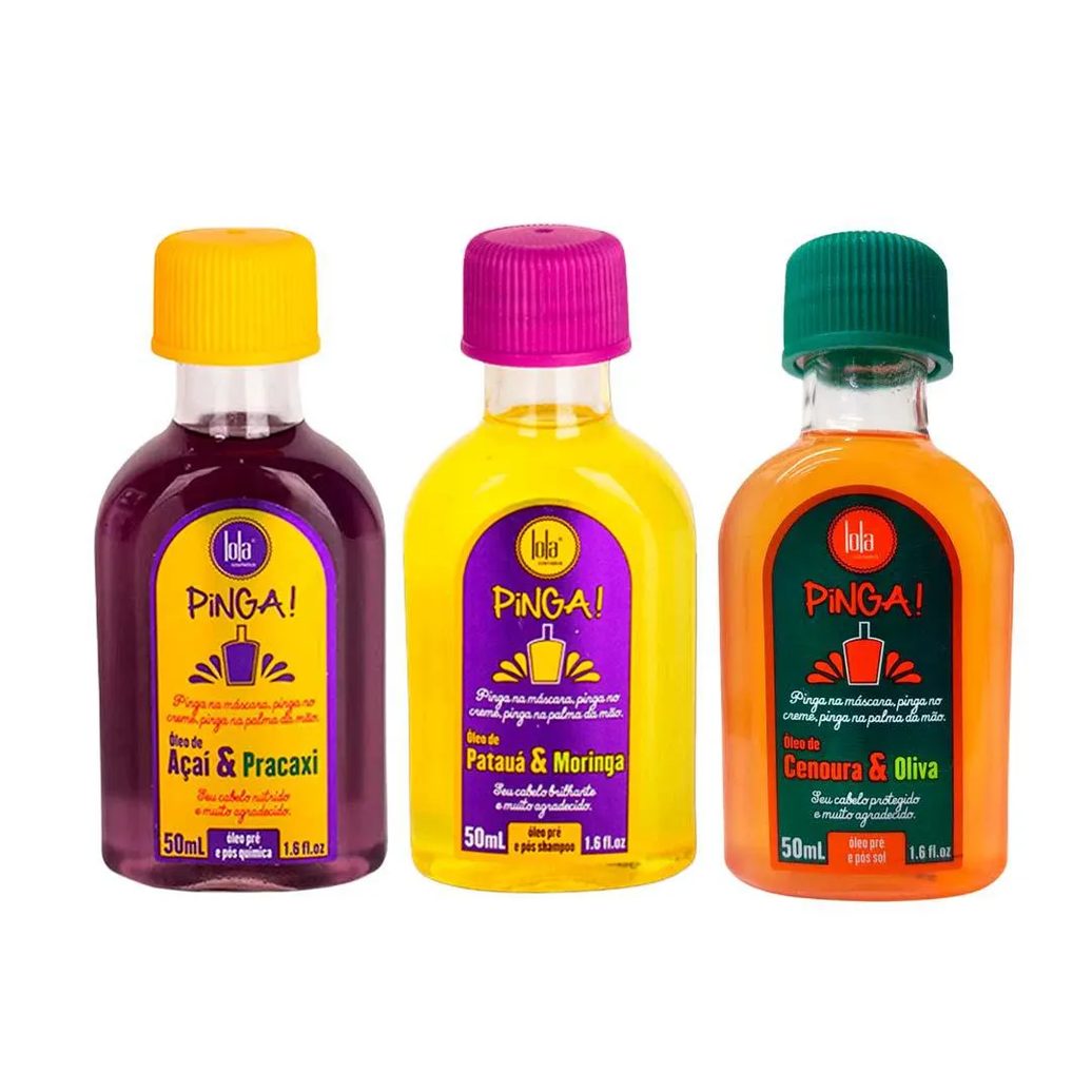 Lola Cosmetics Pinga Kit Óleo – Açai e Pracaxi + Cenoura e Oliva + Patauá e Moringa