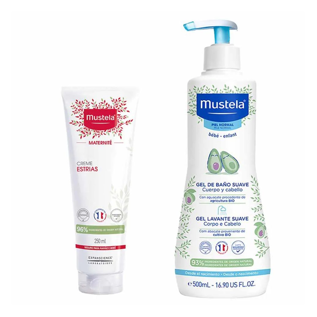 Mustela Kit – Creme para Estrias 250Ml + Gel Lavante para Corpo e Cabelo 500Ml