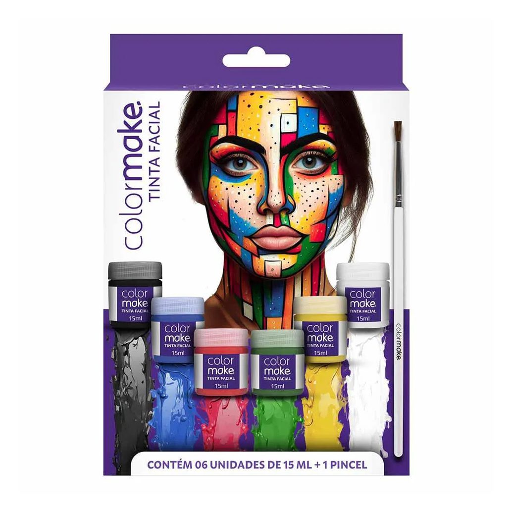 Kit Colormake Cartela de Maquiagem - 6 Cores + Pincel