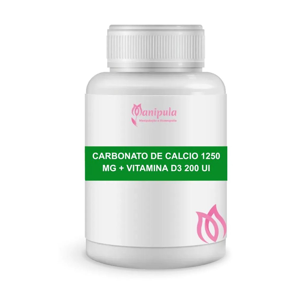 Carbonato de Cálcio 1250 Mg + Vitamina D3 (colecalciferol) 200 Ui | Saúde Óssea e Imunidade - 60 Doses em cápsulas Veget