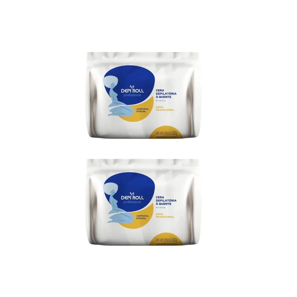 Depilatorio Depiroll Cera 500G Blocos Tradicional-Kit C/ 2Un