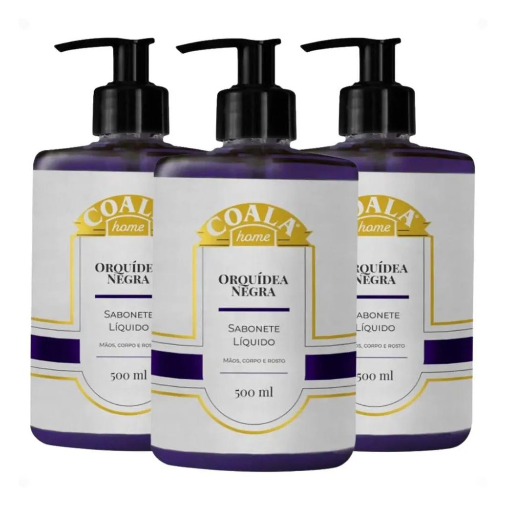 Kit Coala Home: 3 Sabonetes Líquidos Orquídea Negra 500ml