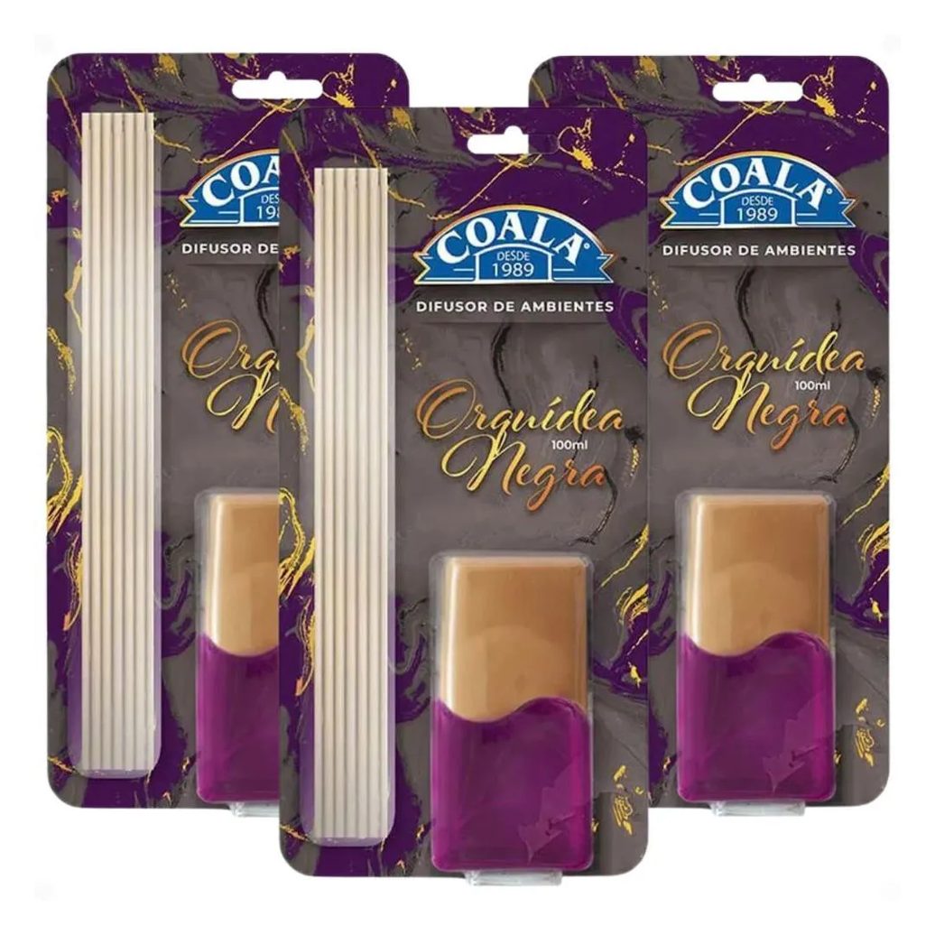 Kit Coala: 3 Difusores de Aroma Orquídea Negra 100ml