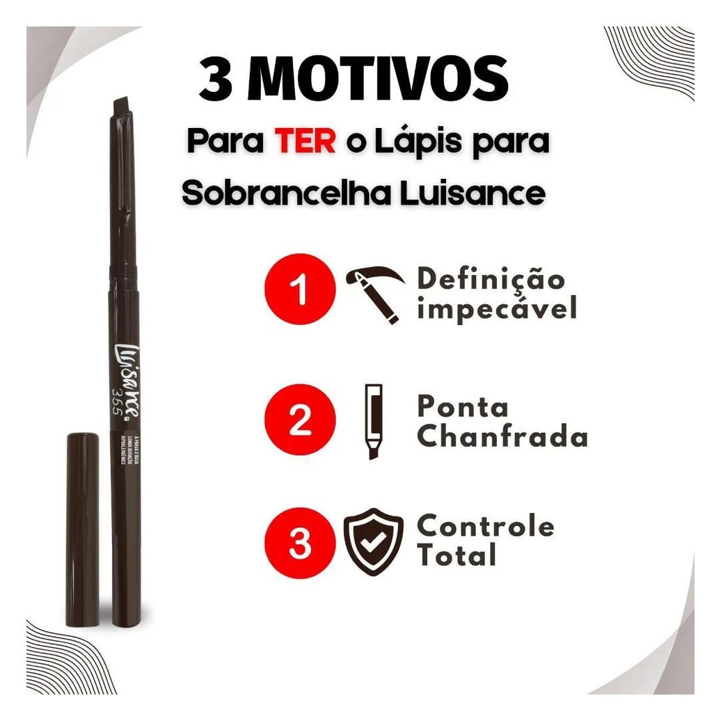 Lápis Retrátil para Sobrancelha Luisance 365 Castanho Claro Hipoalergênico L5218