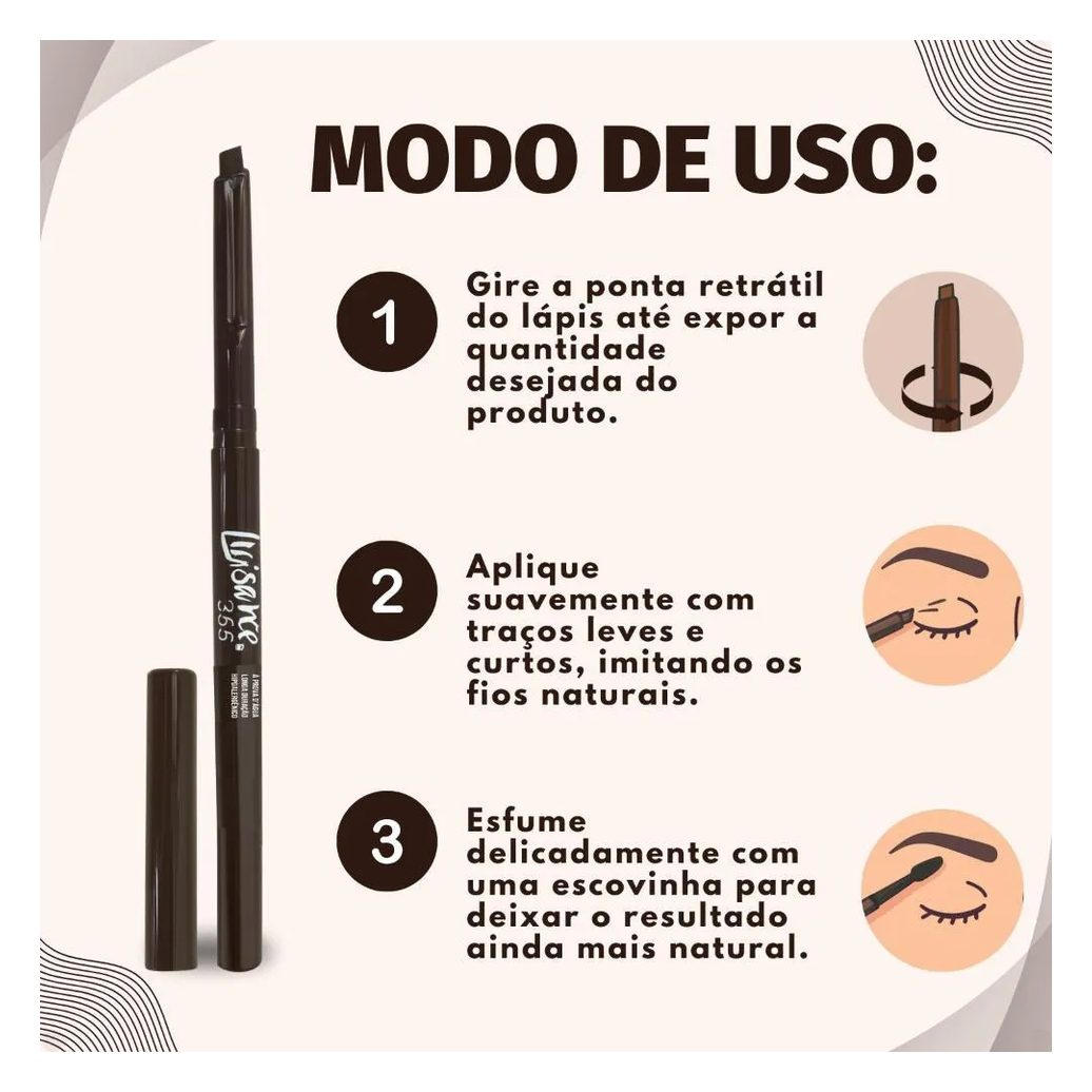 Lápis Retrátil para Sobrancelha Luisance 365 Castanho Claro Hipoalergênico L5218