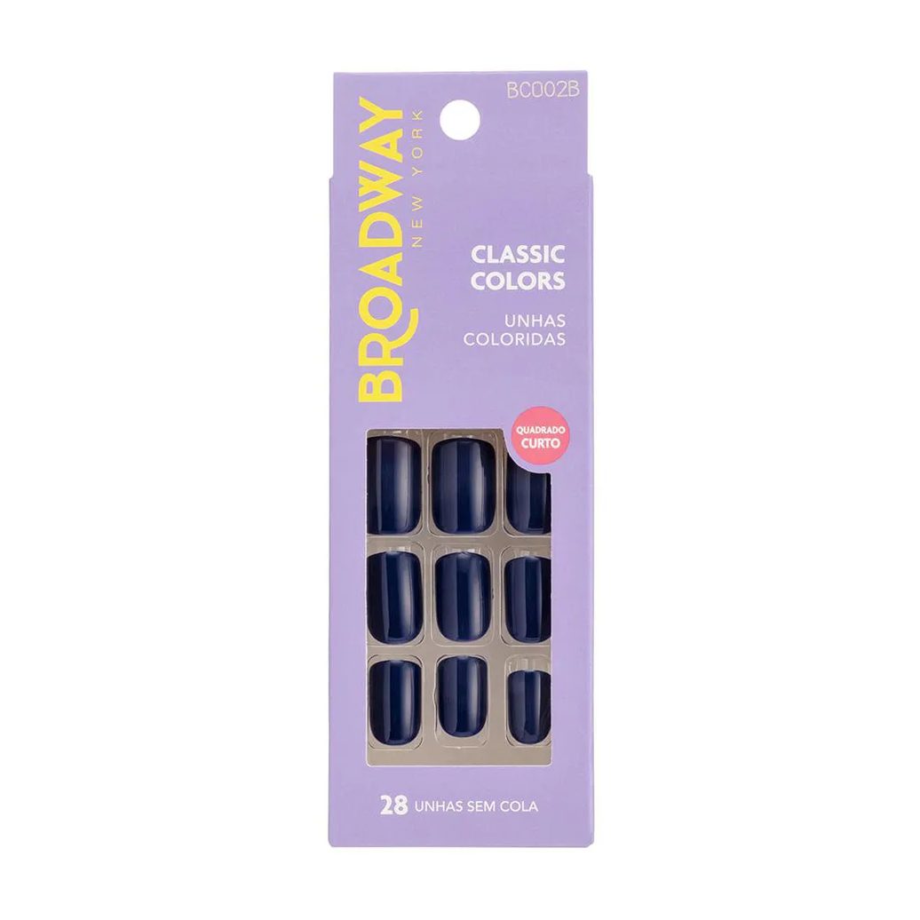 Unhas Coloridas Kiss Ny Broadway Baby Blue Quadrado Curto