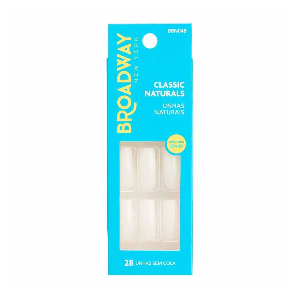 Unhas Naturais Kiss Ny Broadway Quadrado Longo