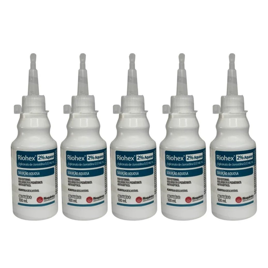 Riohex Clorexidina 2% - Aquosa Rioquímica 100Ml - 5 Unidades