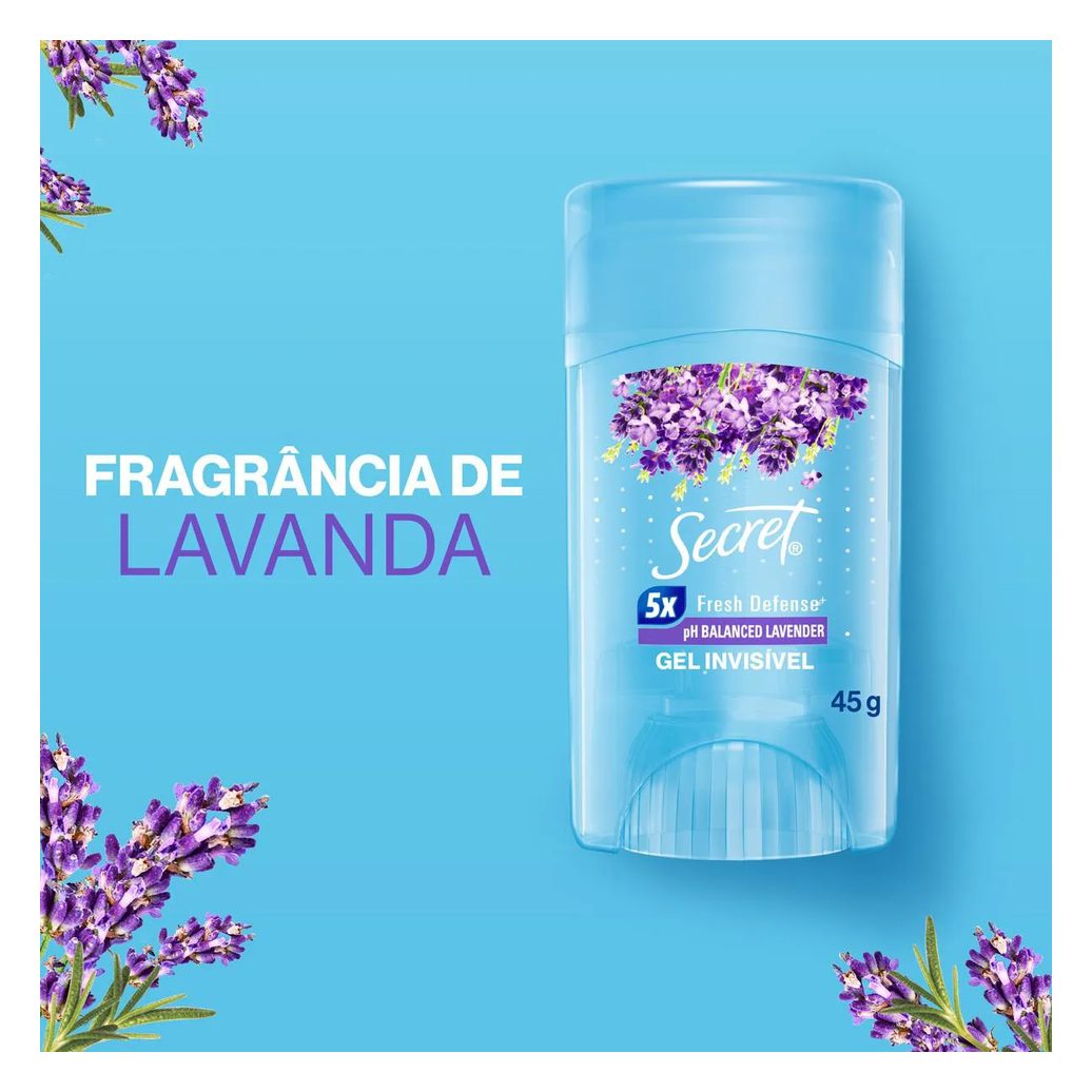 Desodorante Twist Stick em Gel Secret pH Balanceado Lavander 48h 45g