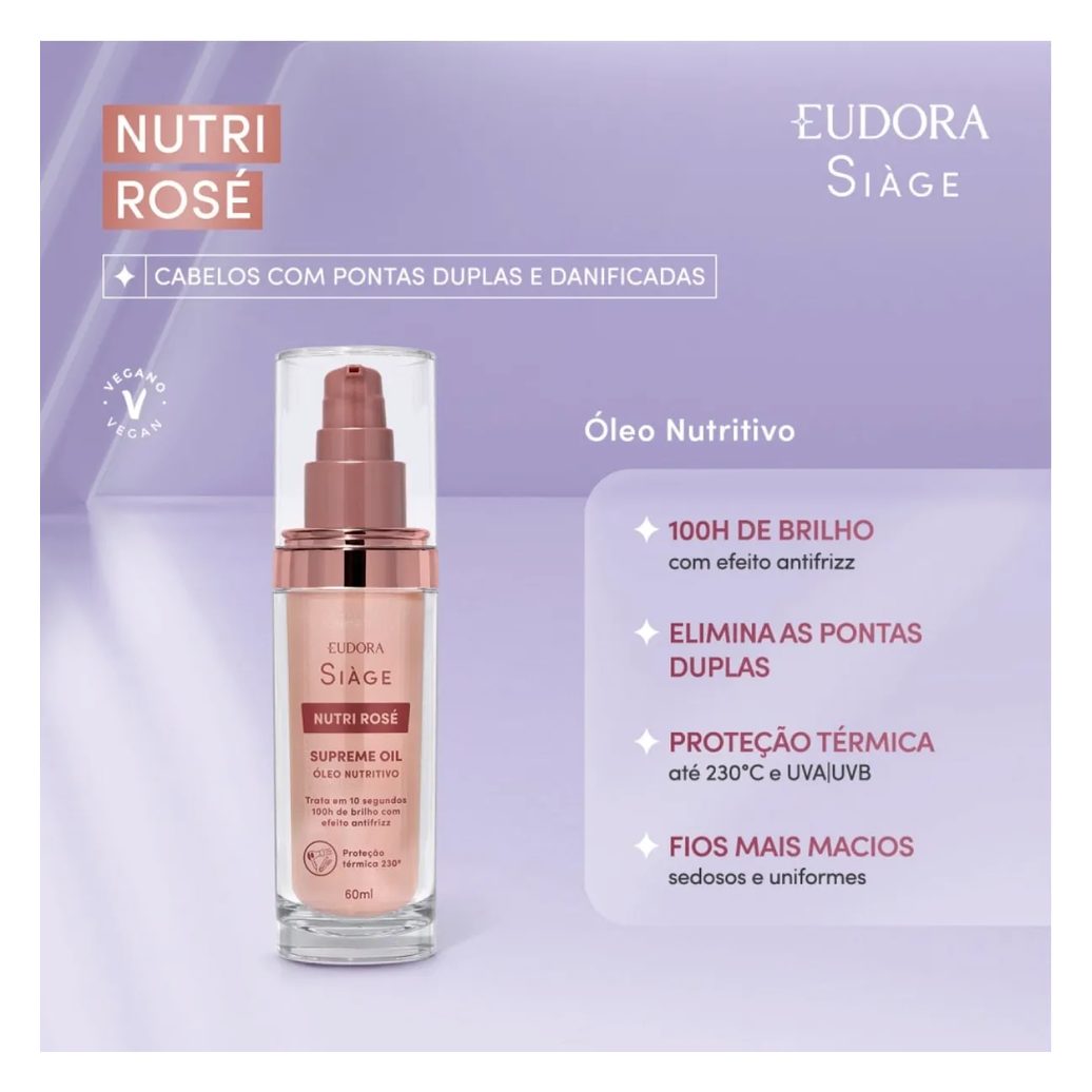 Óleo Capilar Siàge Nutri Rose 60ml