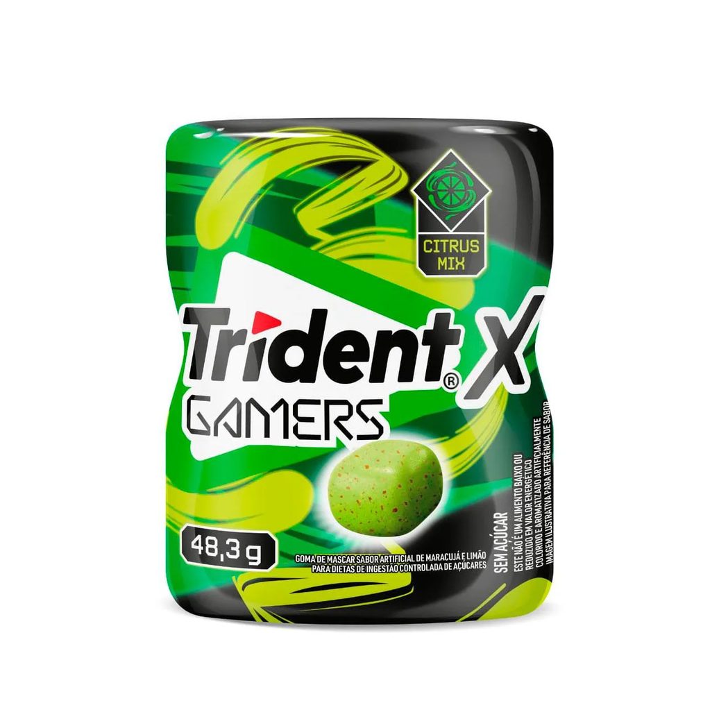 Goma de Mascar Trident X Gamers Citrus Mix Sem Açúcar 48,3g